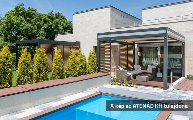 Loggia panelek egy kerti pergola oldalárnyékolójaként
