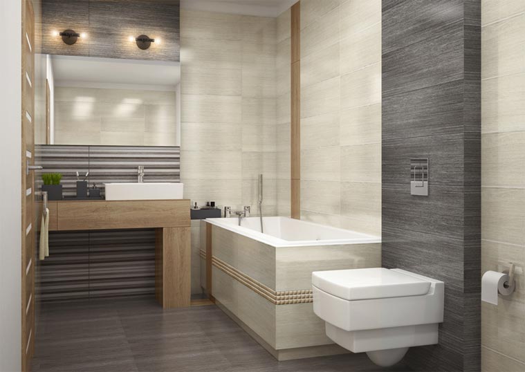 Matala csempe egy modern f&uuml;rdőszob&aacute;ban