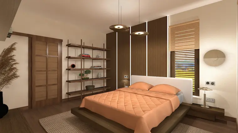 Japandi stílusú hálószoba terv – Ferik Judit Design