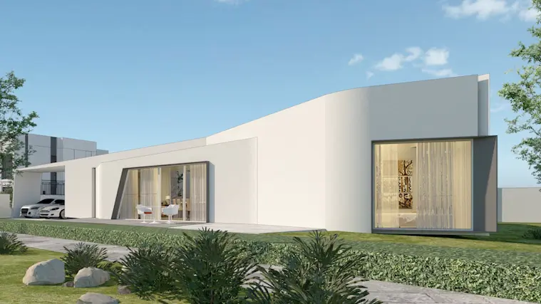 3D nyomtatással készülő lakóépület látványterve