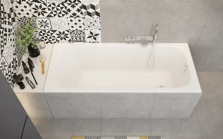 A Mira slim egyenes akril kád 1,8 cm-es slim kádperemmel