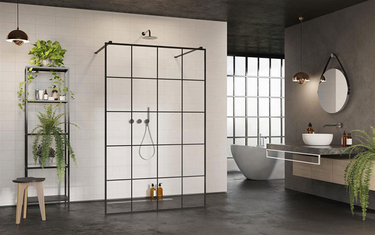 Modo New Black I Factory Walk-in zuhanykabin