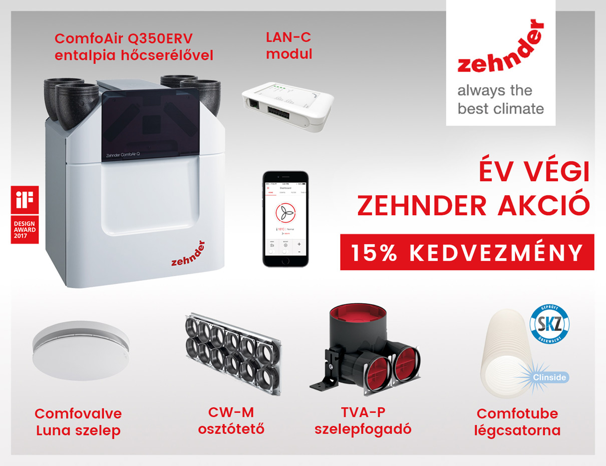 Zehnder hővisszanyerős szellőztető rendszer &ndash; őszi akci&oacute;