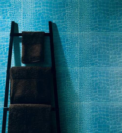 Krokodilbőr mintás csempe türkíz színben