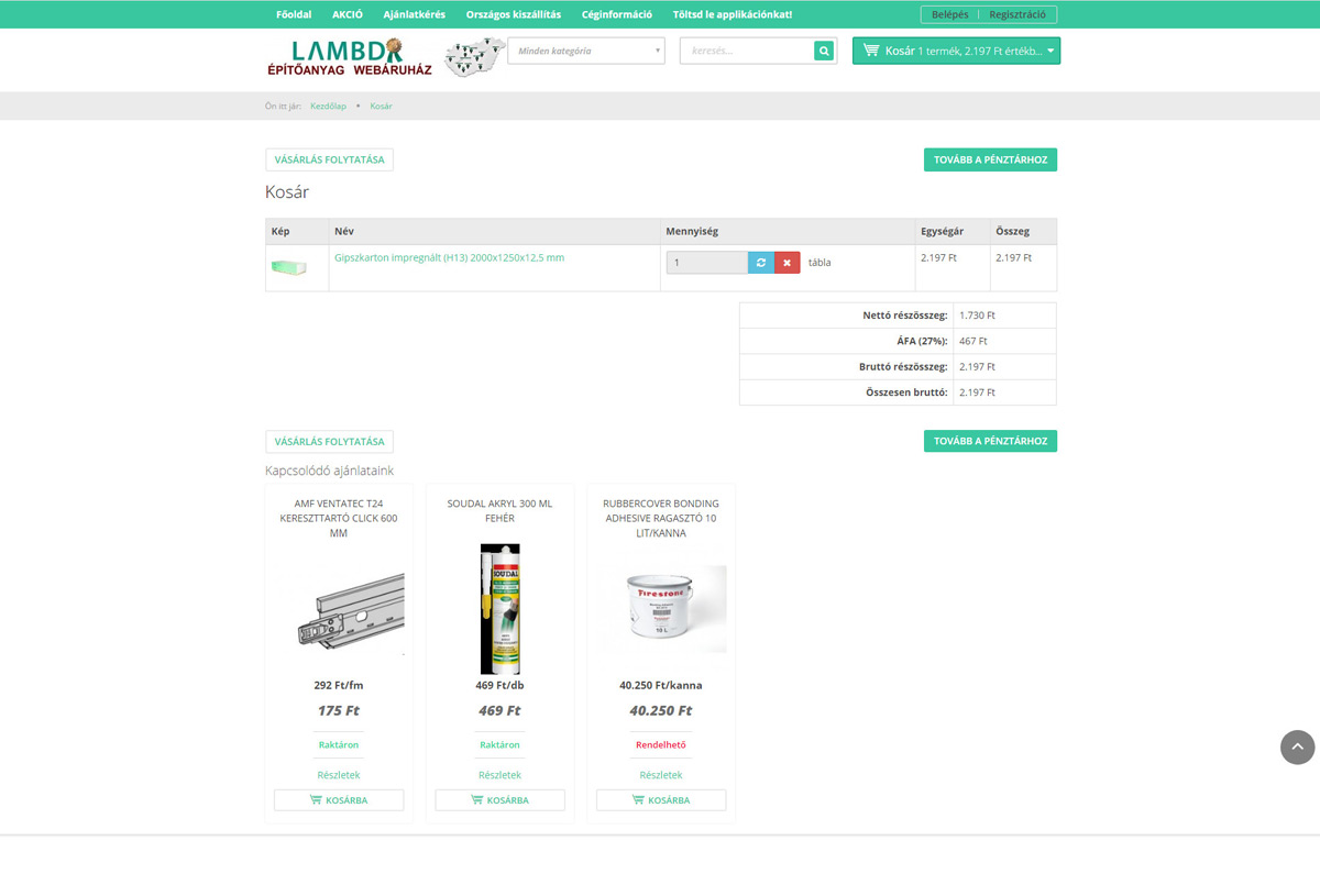 V&aacute;s&aacute;roljon &eacute;p&iacute;tőanyagot online!